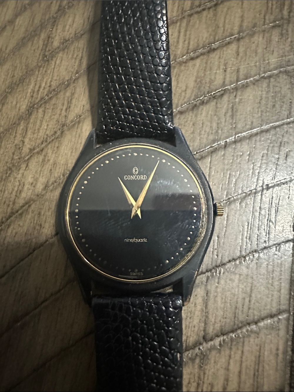 Rare Concord ultra slim Men’s Black and Gold Slim Dress Watch